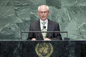 Herman van Rompuy alla tribuna dell'Assemblea Onu