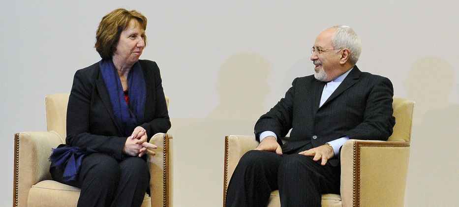 Catherine Ashton with Iranian Foreign Minister Javad Zarif