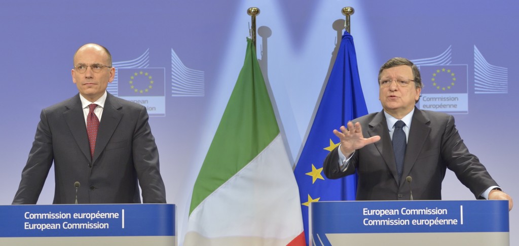 Enrico Letta, on the left, and José Manuel Barroso