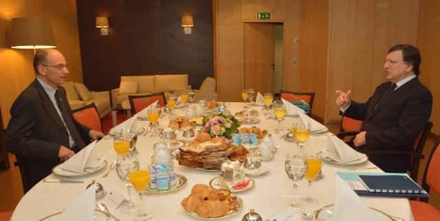Letta e Barroso in una prima colazione nel maggio del 2013