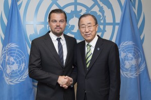 Leonardo Di Caprio e Ban Ki-moon - foto Onu