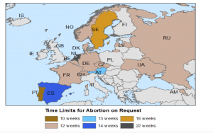 I limiti di tempo per fare l’aborto dopo la richiesta della donna, 2015 (The Law Library of Congress, https://www.loc.gov/law/help/abortion-legislation/abortion-legislation.pdf)