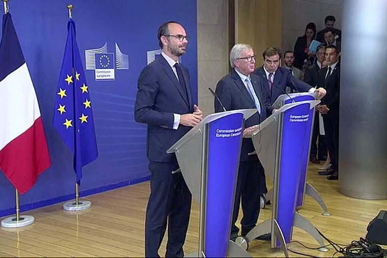 Edouard Philippe con Jean-Claude Juncker