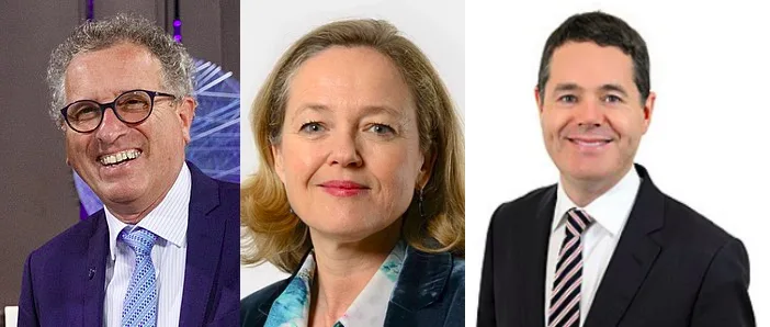 Da sinistra a destra: Pierre Gramegna, Nadia Calvino, Paschal Donohoe.