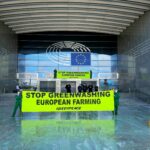 Greenpeace colora di verde il Parlamento europeo a Bruxelles: 