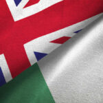 Ireland and United Kingdom flag together realtions textile cloth fabric texture