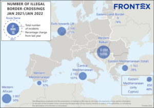 Frontex arrivi irregolari UE gennaio 2022