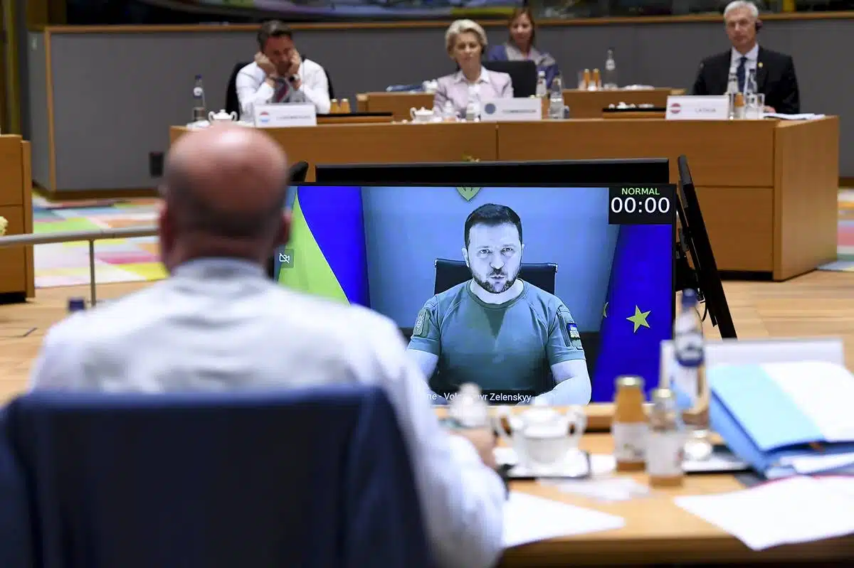Intervento in videoconferenza del presidente ucraino Zelensky al Vertice Ue [24/06/2022 Fonte: Unione Europea]