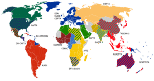 Le diverse aree commerciali mondiali. Se l'economia mondiale diventa meno integrata sono problemi, avverte la Bc