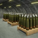 Military storage of 155mm gun shells