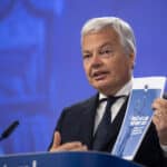On 5 July 2023, Vera Jourová, Vice-President of the European Commission in charge of Values and Transparency, and Didier Reynders, European Commissioner for Justice, give a press conference on the Rule of Law report 2023, following the weekly meeting of