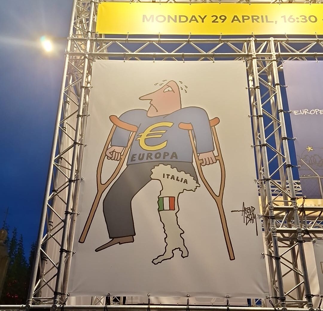 L'Italia è la gamba malata dell'Europa, un manifesto in Olanda fa arrabbiare la tastiera nera