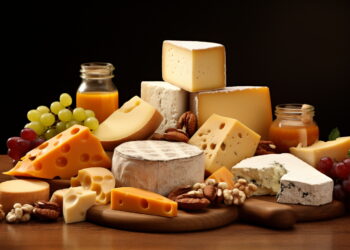 FORMAGGIO FORMAGGI SELEZIONE EMMENTAL PECORINO CACIOTTA GORGONZOLA UVA  GENERATE AI IA