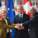 Ursula von der Leyen, Mark Carney e Antonio Costa al summit Ue-Canada, 23/06/25
