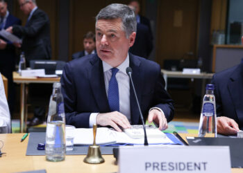 Il presidente dell'Eurogruppo, Paschal Donohoe [foto: Alexandros Michalidis/imagoeconomica]