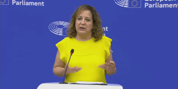 La presidente del gruppo dei socialisti in Parlamento europeo (S&D), Iratxe Garcia Perez [Strasburgo, 8 luglio 2025]