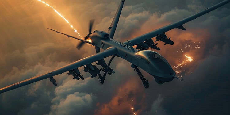 Attacco con droni [foto: Carlo Carino/imagoeconomica via IA]