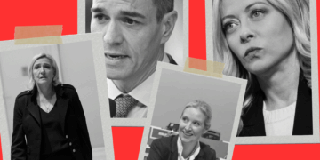 Da sinistra a destra: Marine Le Pen (Francia), Pedro Sanchez (Spagna), Alice Weidel (Germania), Giorgia Meloni (Italia)