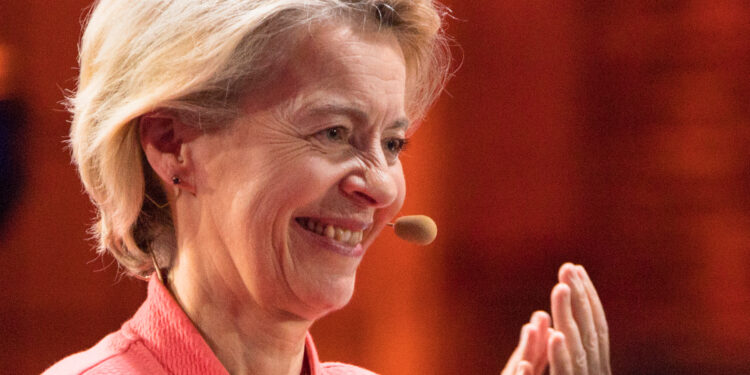 Torino, Italy. 3rd October 2025. President of the European Commission Ursula von der Leyen speaks on the stage of 2025 Italian Tech Week