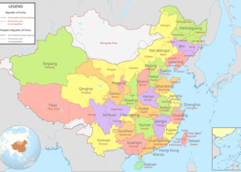 La divisioni amministrativa della Repubblica popolare cinese. Pechino considera Taiwan una sua regione [foto:
Milenioscuro/Wikimedia Commons]