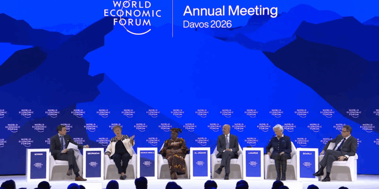 La presidente della Banca centrale europea, Christine Lagarde, a Davos [23 gennaio 2026]