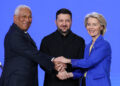 Antonio Costa, Volodymyr Zelensky e Ursula von der Leyen a Kiev, 24/02/26 [Eu Council]