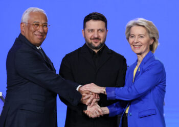 Antonio Costa, Volodymyr Zelensky e Ursula von der Leyen a Kiev, 24/02/26 [Eu Council]