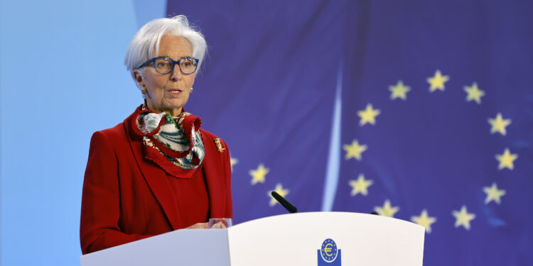 La presidente della BCE, Christine Lagarde [Francoforte,16 marzo 2023. Foto: IPA agency]