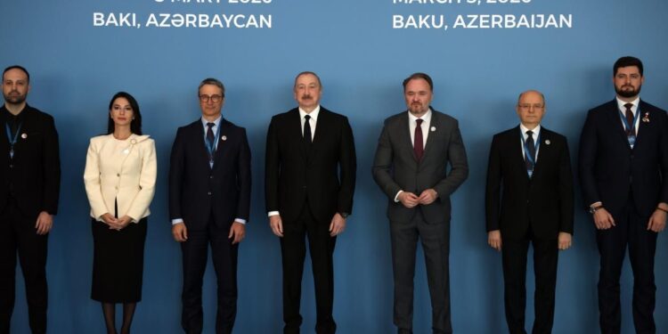 Dan Jørgensen, third right, poses for a family picture at the 12th Southern Gas Corridor Advisory Council Ministerial meeting and the 4th Green Energy Advisory Council Ministerial meeting.