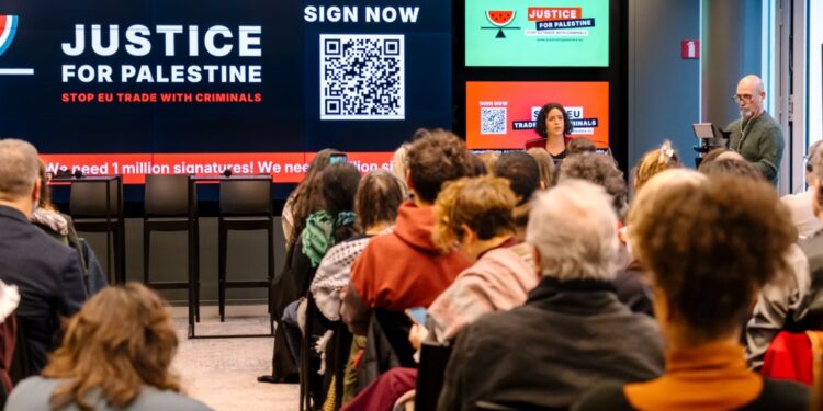 At the Justice for Palestine European Citizens' Initiative Campaign launch | Brussels, Belgium | 13 January 2026 | Photo: Lillo Mendola