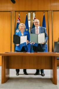 La presidente della Commissione europea, Ursula von der Leyen, e il primo ministro australiano, Anthony Albanese. Fonte: Commissione UE