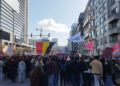 Una foto della manifestazione dello sciopero a Bruxelles il 12 marzo 2026