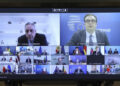 La video riunione dell'Eurogruppo [27 marzo 2026. Foto: European Council]