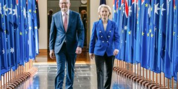 La presidente della Commissione europea, Ursula von der Leyen, e il primo ministro australiano, Anthony Albanese. Fonte: Commissione UE