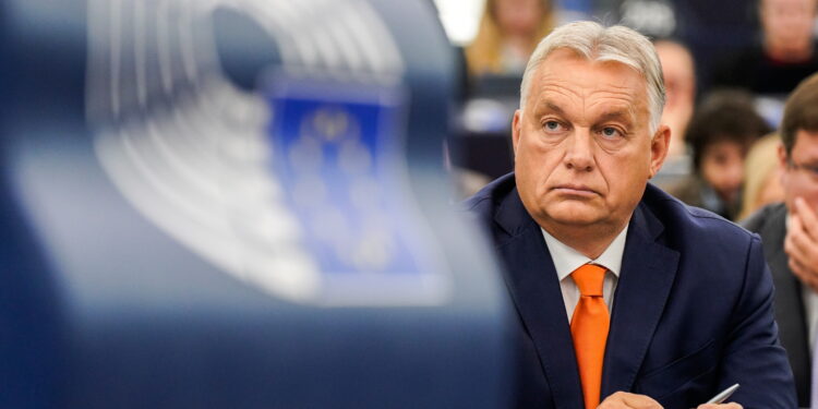 Il primo ministro ungherese Viktor Orbán nel 2024 al Parlamento europeo. Fonte: Imagoeconomica