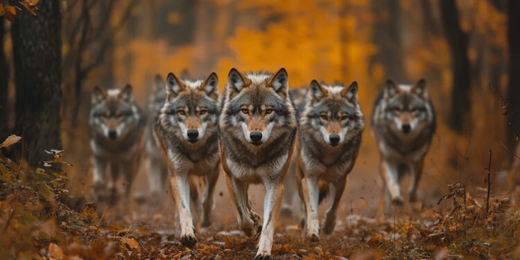 LUPO LUPI ANIMALE ANIMALI SELVATICI SELVATICO BRANCO GENERATE AI IA