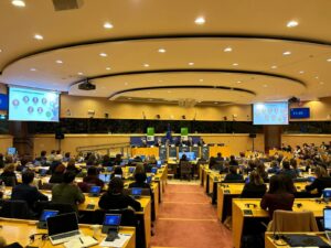 La sala dell'evento organizzato dall'APRE sulla ricerca e l'innovazione italiana in Europa. Fonte: Eunews