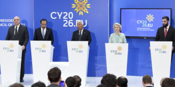 Le dichiarazioni alla stampa dei presidenti del Consiglio europeo, Antonio Costa, della Commissione europea, Ursula von der Leyen,