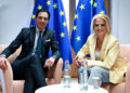 Il commissario europeo al Clima Wopke Hoekstra ed Elisabeth Svantesson, ministra delle Finanze della Svezia, in bilaterale 5 maggio 2026. Foto: Consiglio UE