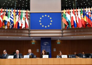 Il viceministro per lo Sviluppo delle comunità e dei territori dell'Ucraina, Oleksii Riabykin, alla plenaria del Comitato europeo delle Regioni (7 maggio 2026). Fonte: Comitato europeo delle Regioni