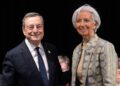 Mario Draghi (sinistra) con Christine Lagarde [Gent, 24 febbraio 2024. Foto: IPA agency]