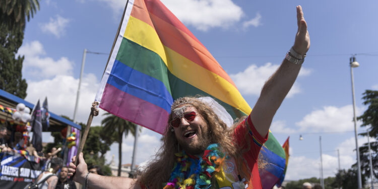 ROMA PRIDE 2023, CORTEO, MANIFESTAZIONE, DIRITTI LGBTQ+, BANDIERA ARCOBALENO Source: Imagoeconomica