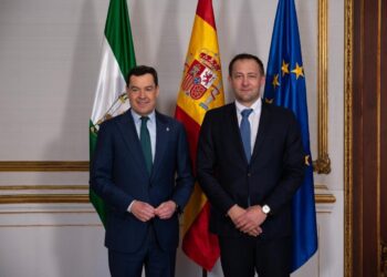 Febbraio 2026, Juan Manuel Moreno Bonilla con il commissario europeo all'Agricoltura, Christophe Hansen. Source: EC - Audiovisual Service. Producer : CE - Service audiovisuel Photographer : Jorge Guerrero