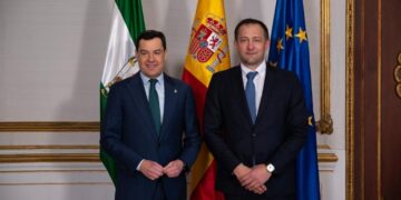 Febbraio 2026, Juan Manuel Moreno Bonilla con il commissario europeo all'Agricoltura, Christophe Hansen. Source: EC - Audiovisual Service. Producer : CE - Service audiovisuel Photographer : Jorge Guerrero