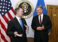 Maroš Šefčovič, commissario europeo per il Commercio, insieme a Jamieson Greer, rappresentante commerciale degli Stati Uniti, durante un loro incontro il 24 aprile 2026 a Washington. Fonte: Commissione UE