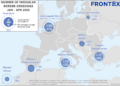 Numero di attraversamenti irregolari da gennaio ad aprile 2026. Source: Frontex