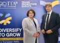 La Presidente di Trade Promotion Europe, Vasso Kyrkou con il Presidente di ICE Matteo Zoppas. (Foto: ITA)