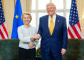 La presidente della Commissione europea, Ursula von der Leyen, e il presidente USA, Donald Trump. Foto: Imago economica.