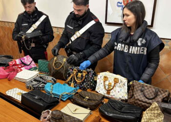 CARABINIERI NOTIFICANO SEQUESTRO DI BENI PER OLTRE MEZZO MILIONE DI EURO A PERICOLOSO NARCOTRAFFICANTE ROMANO BORSE CONTRAFFATTE. Contraffazione. Design. [Fonte: imago economica]