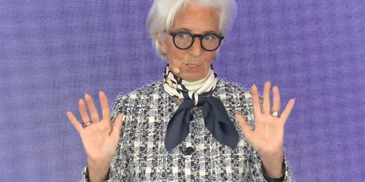La presidente della BCE, Christine Lagarde, al Latam Economic Forum [Tarragona, 8 maggio 2026. Foto: imagoeconomica]
